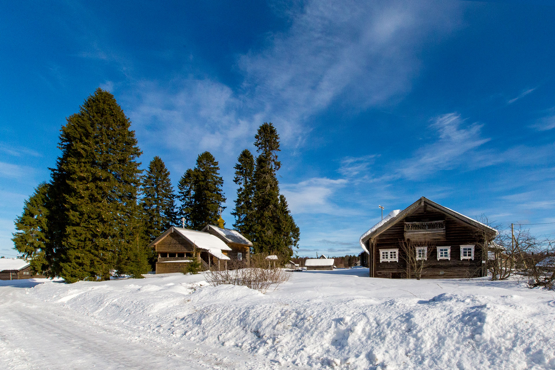 Деревня Кинерма зимой